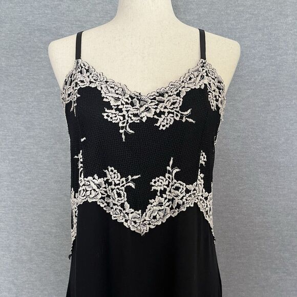 Rachel Roy Black Y2K Slip Dress Size M Coquette Dark Fairy Romantic Dainty Lace - Picture 4 of 11